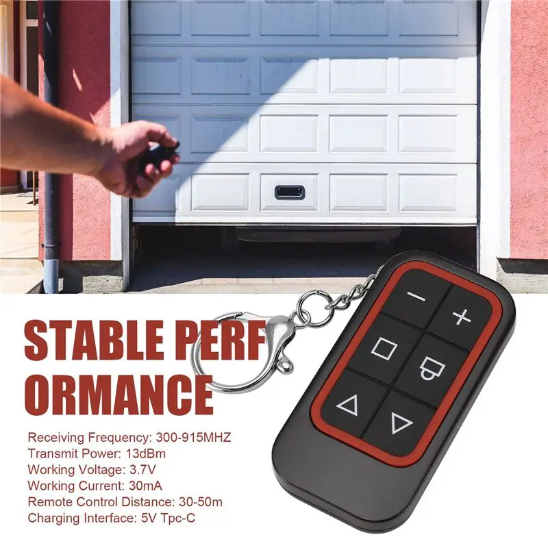 N82R 2X Wireless Remote Control 8-Channel Multi-Frequency Garage Door Rechargeable Full-Frequency Copy Remote Control Red