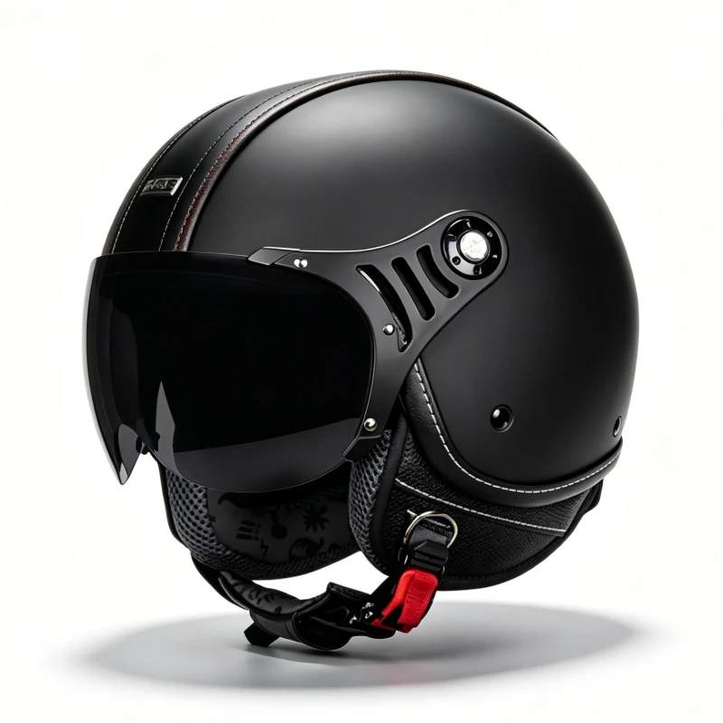 Oversized Head Circumference DOT Certified Retro 3/4 Motorcycle Helmet All Season Wearable Electric Scooter Helmet