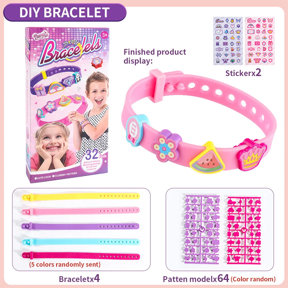 Fun DIY Bracelet Craft Toys Creative Cartoon Shape Letter Making Jewelry Kit for Kids Girls Toy Birthday Christmas Party Gifts