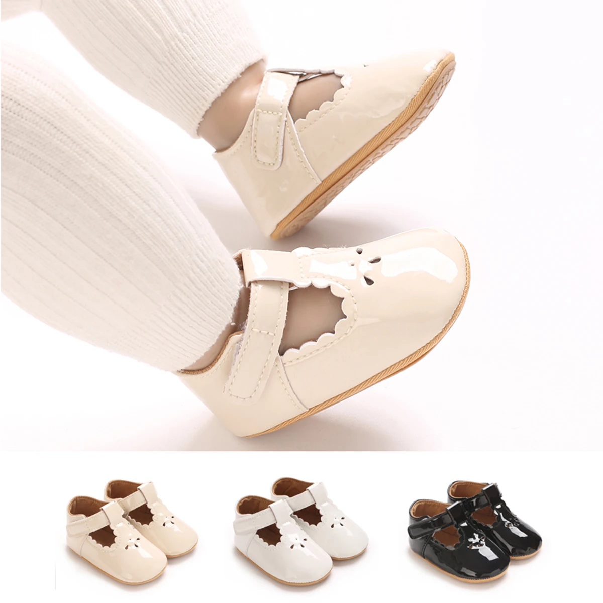 

​"Baby Princess Shoes | Velcro Strap First Walkers | Non-Slip Comfortable Toddler Shoes (6-24M)"​