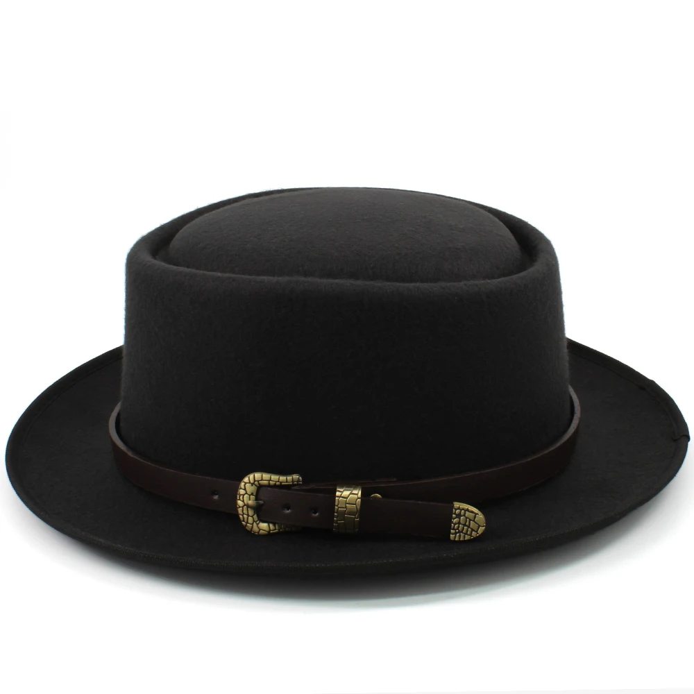 Men Women Woolen Classical Pork Pie Hats Retro Fedora Trilby Sunhat Street Style Caps Party Travel Outdoor Size US 7 1/4 UK L