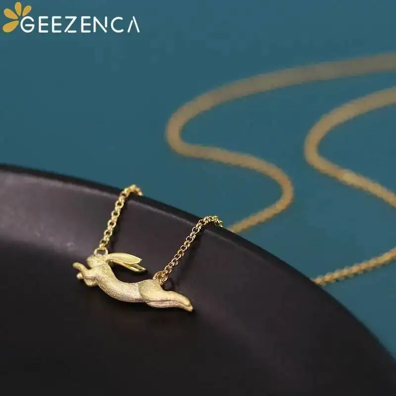 S925 Sterling Silver 3D Rabbit Pendant Necklace for Women