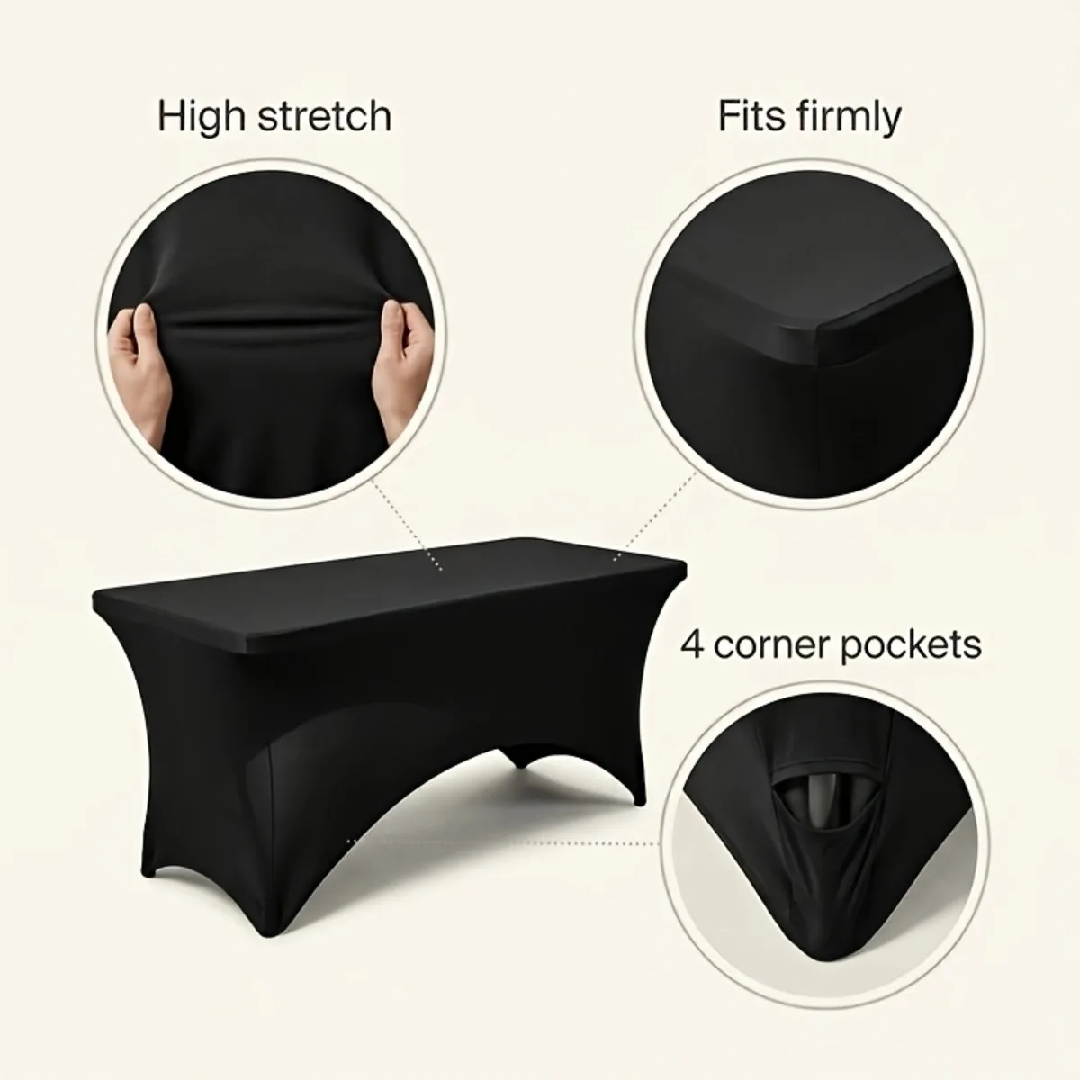 Custom Logo Tablecloth 4FT Stretch Elastic Fitted Table Cover for Trade Show Booth Business Events