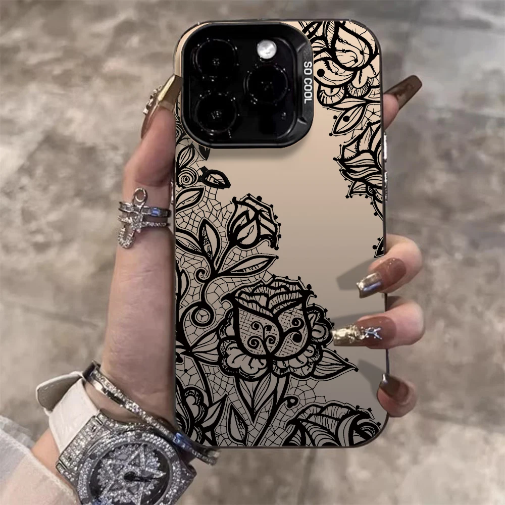 Luxuriöse Spitzenblumen-Hülle für iPhone 16 17 15 Pro Max Hüllen iPhone 17 11 12 13 ProMax 14 15 16e Plus 8 XS XR Stoßfeste IMD-Hülle – Detail 8