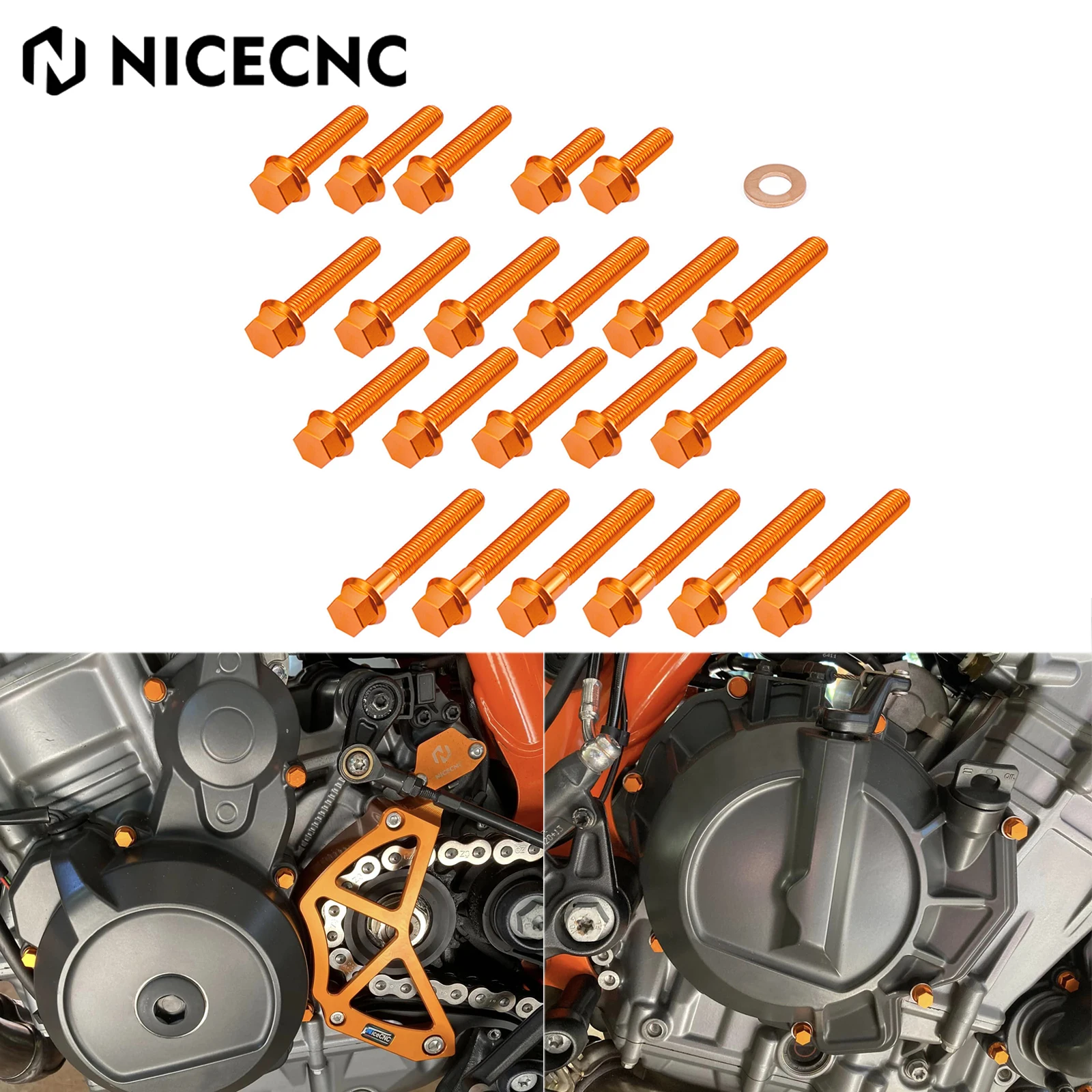 For 2019-2022 KTM 790 890 Adventure 790 890 Duke Engine Bolt Kit Ignition Cover Clutch Cover Oil Filter Water Pump Cover Bolt