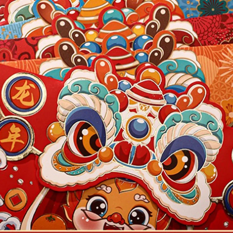 2024 Spring Festival National Tide Red Envelope Lion Dance Red Envelope New Year's Red Bag Chinese Red Envelope