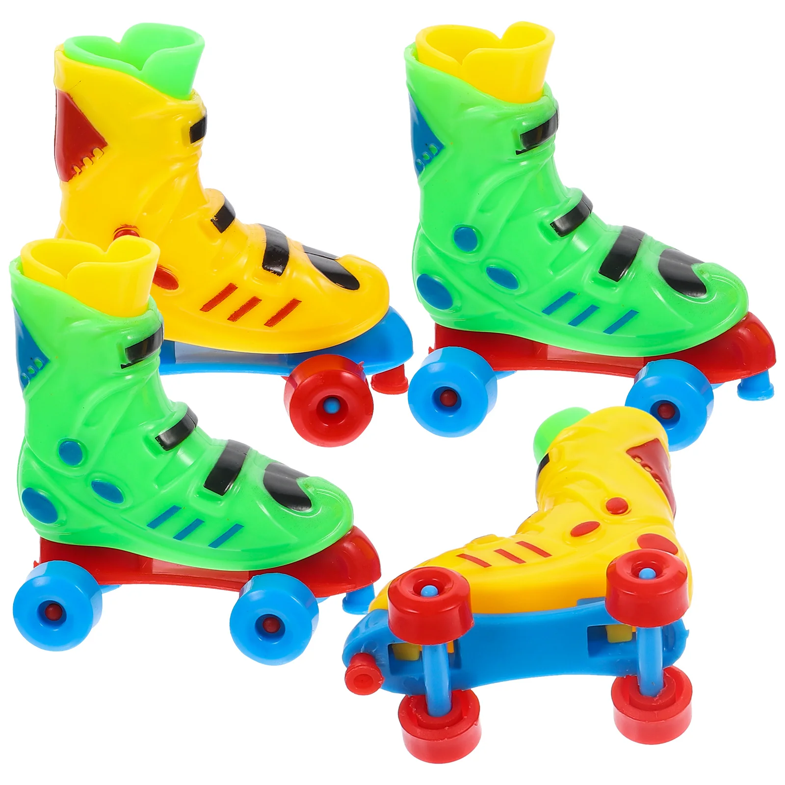 2 Pair Stress-reducing Fingertip Colorful Roller Skates Bicycle Double Row Set Pairs Toy Accessory Desk Plaything Plastic