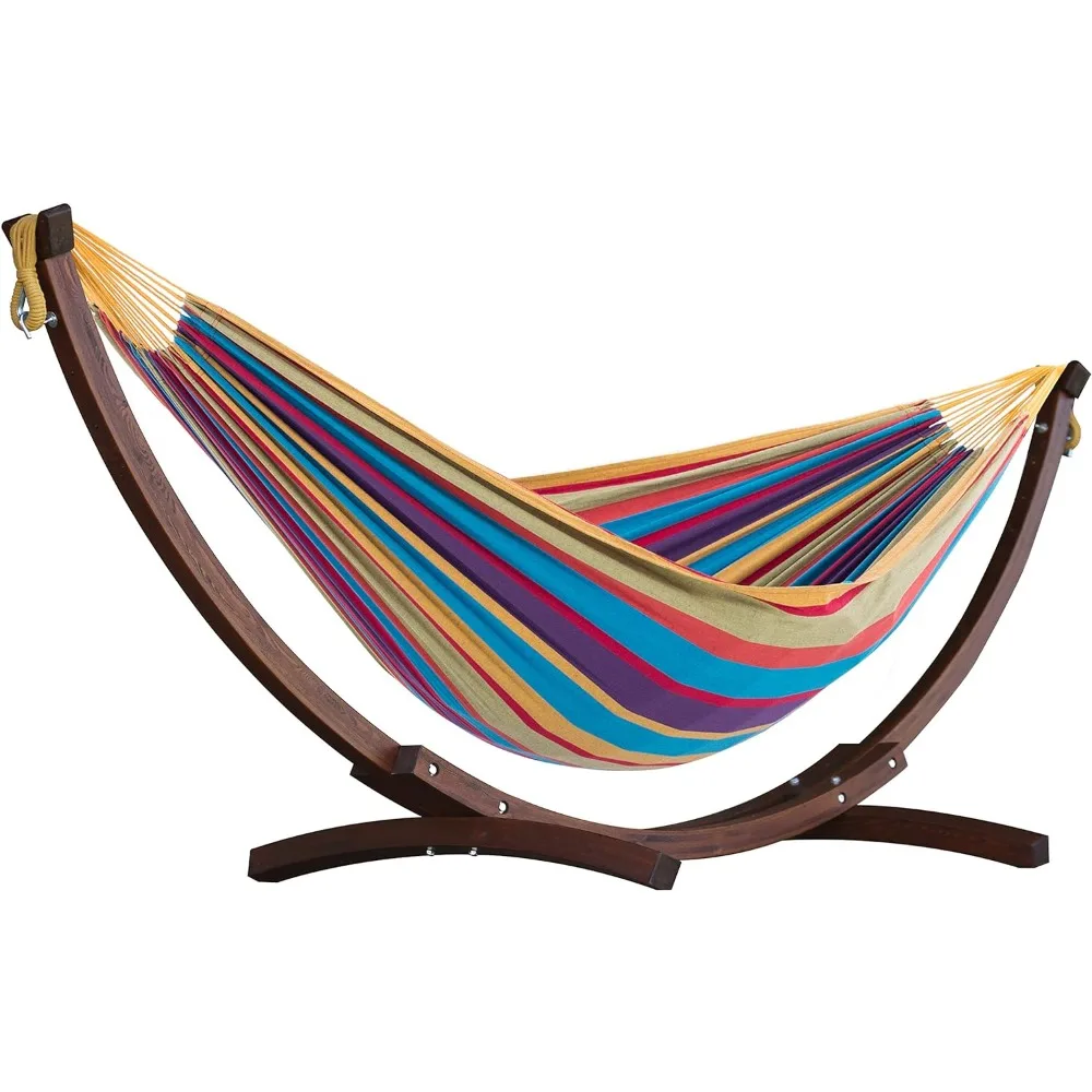 

Tropical Solid Wood Combo Hammock, Handmade in USA, Collapsible Camping Hammock and Stand, Indoor Outdoor Hammocks