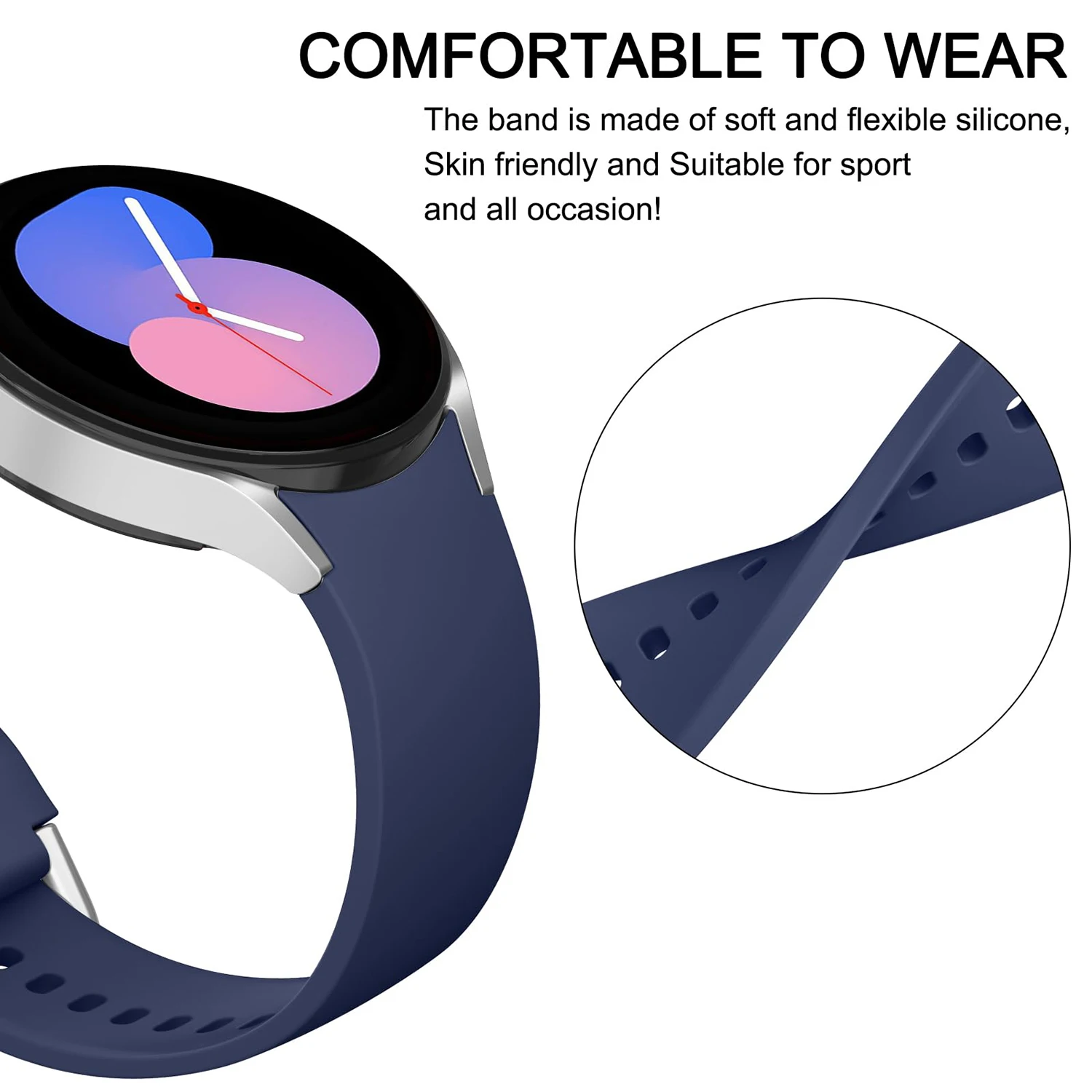 Bandas de silicona para Galaxy Watch 6 Classic, compatibles con Samsung Galaxy Watch 5 Pro, 45mm/ Galaxy Watch 4/5/6, 40/44mm