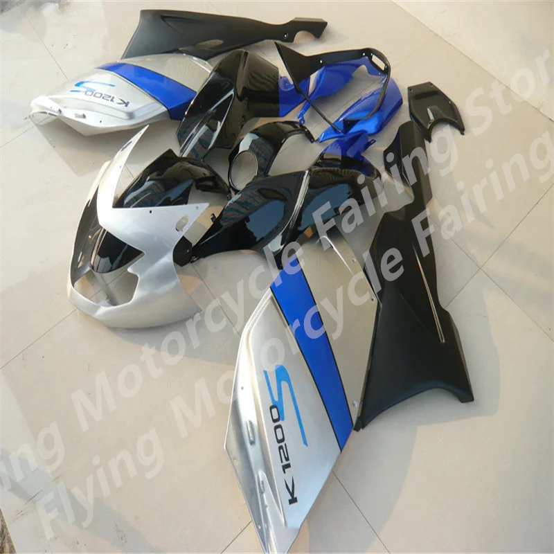 Motorcycle Fairings Kit Fit For BMW K1200S 2005 2006 2007 2008 K1200 k 1200s 05 06 07 08 bodywork Fairing kits Silver blue