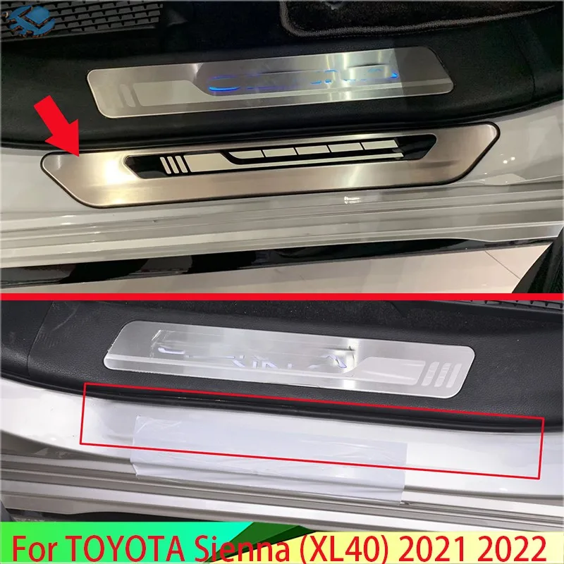 For TOYOTA Sienna (XL40) 2021 2022 2023 Stainless Steel Ouside Door Sill Panel Scuff Plate Kick Step Trim Cover Protector