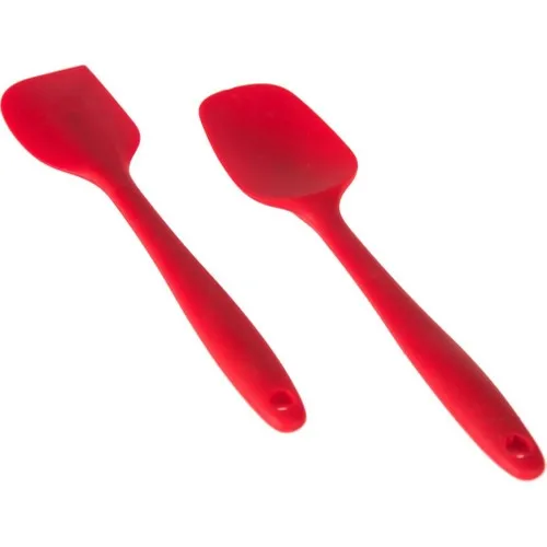 Evvehediyelikeşya 2'li Silicone Spoon Spatula Set Red 27,5 cm