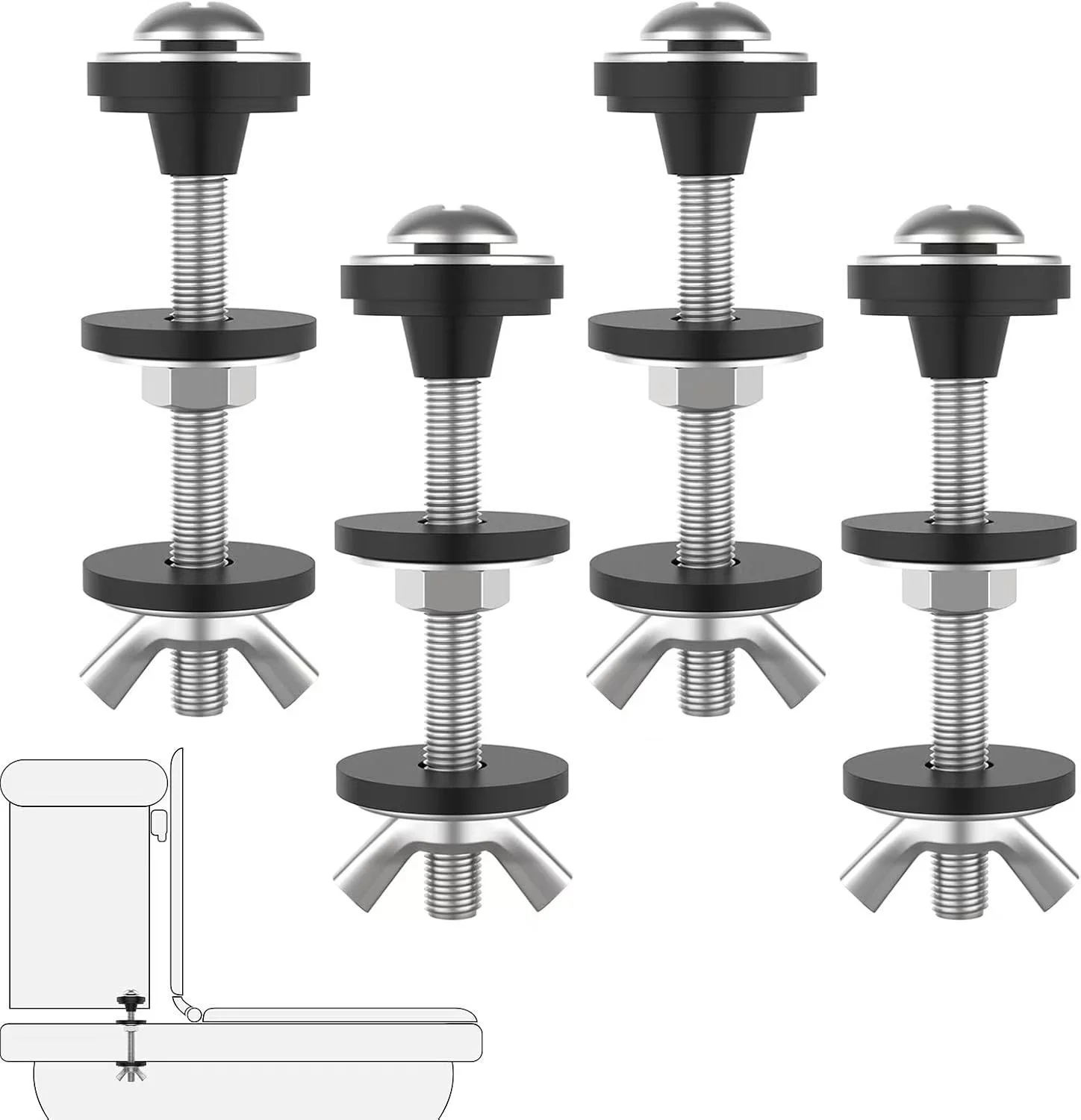 M6 Toilet Tank Fixing Screw Set Fastener With 304 Stainless Steel Bolts And Rubber Flat Washers For Bathroom Sink Sealing Ring