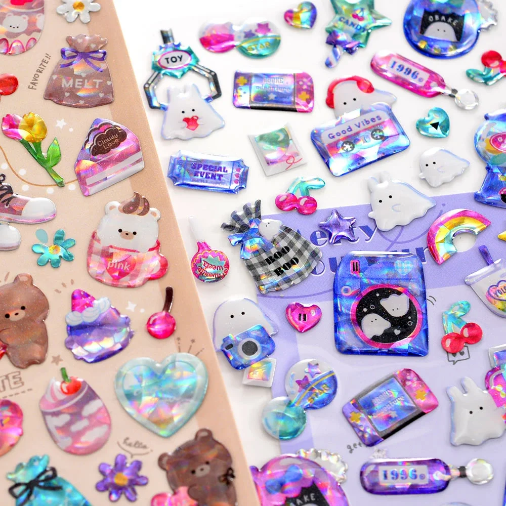 

Colorful Sweet Glittering Crystal Drop 3D Holographic Stickers Scrapbooking DIY Phone Case Journal Stationery Sticker