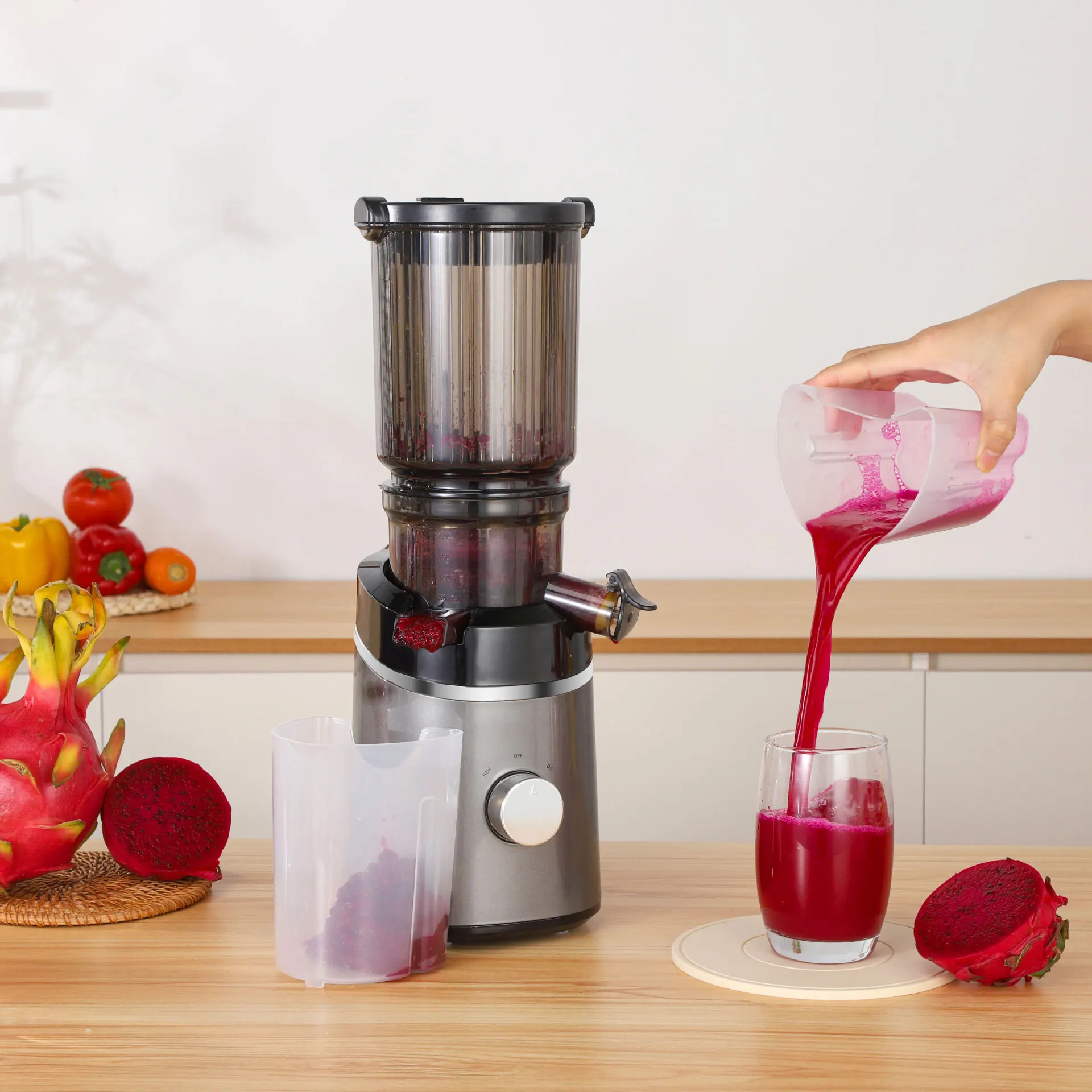 WJE-F33ZBAutomatic Vertical Slow Juicer, Wide Mouth, Juice Pulp Separation, Multi-function Household Fruit Extractor
