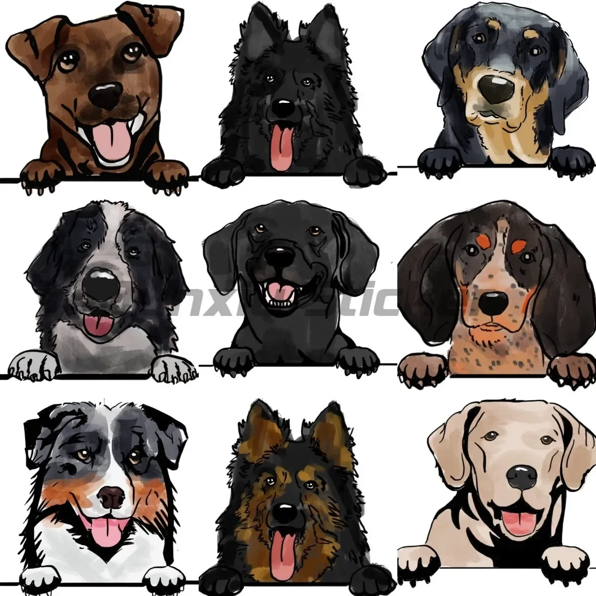 

Various Dogs Creative Stickers Truck Window Motorcycle Accessories Van Bicycle Laptop Decoration PVC Decals Customizable