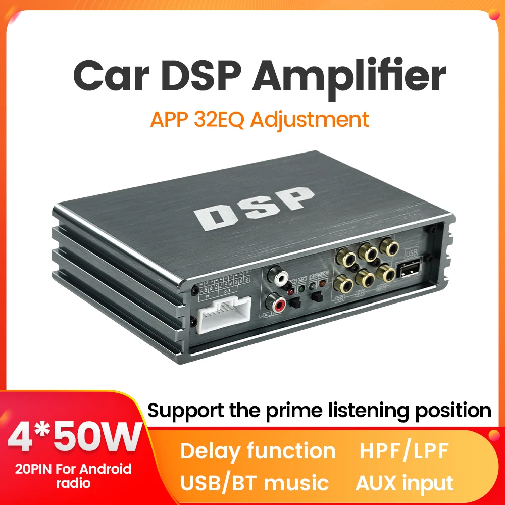 

32 EQ Car DSP Amplifier 4*50W Digital Sound Audio Processor for Android Speaker Subwoofer Power Car Radio Stereo Multimedia AMP