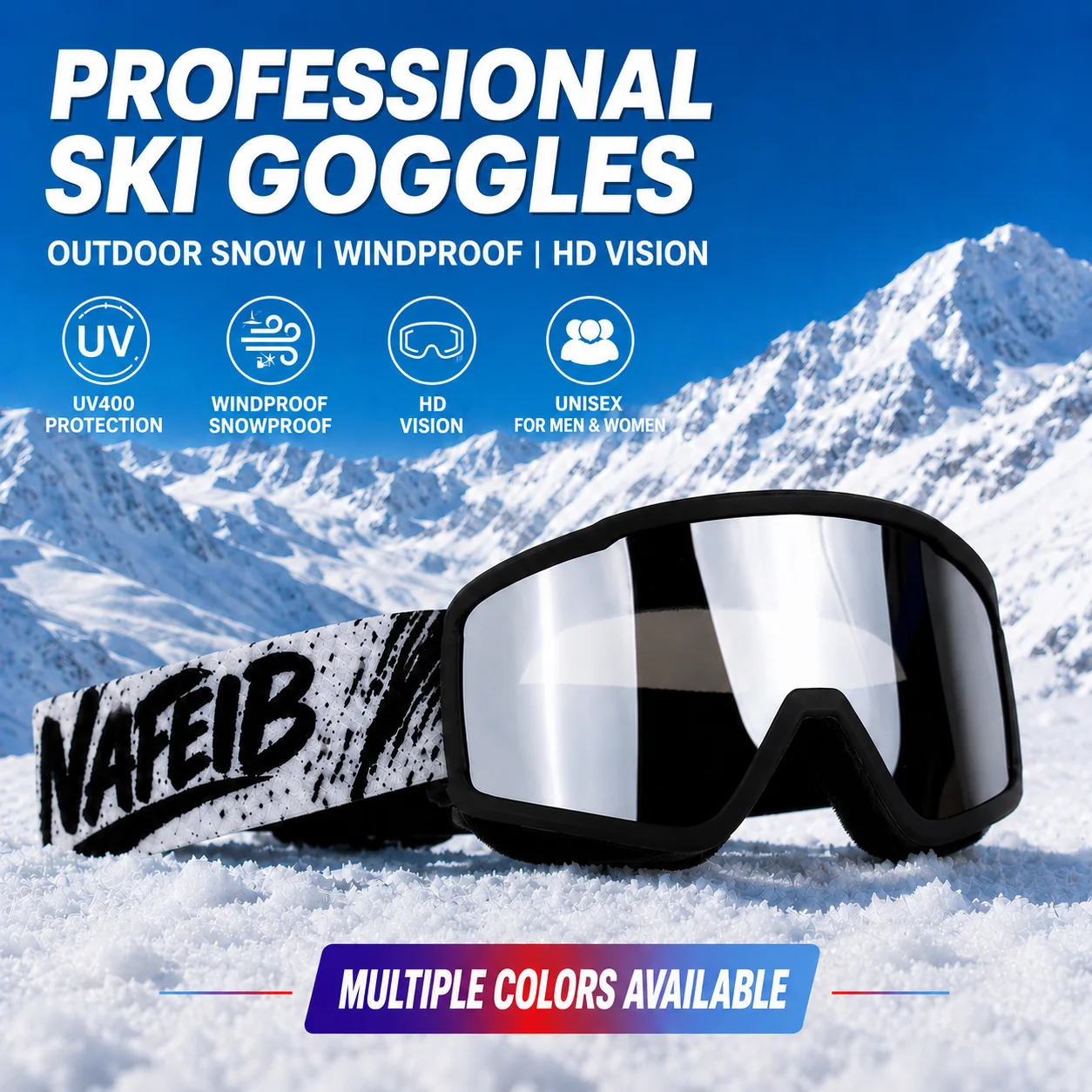 Motorcycle goggles with UV400 strong light protection, ideal for cycling, skiing, as well as desert and mountain riding.