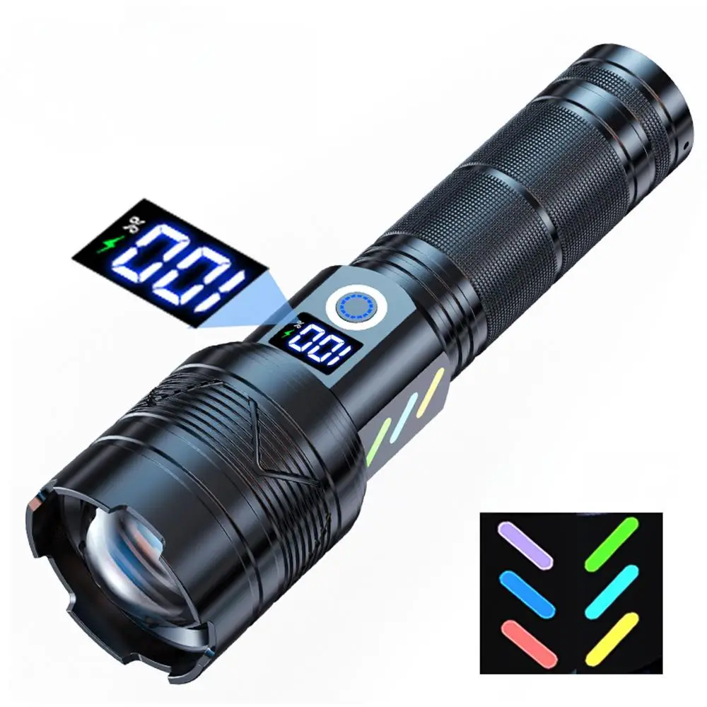 

High Strong Power Led Flashlights USB Rechargeable Tactical Light Emergency 18650 Built-in Battery Camping Torch