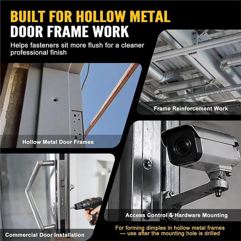 SEWS-Double-Sided Flush Fastener Recess Tool For Hollow Metal Door Frames- Door Frame Dimpling Tool Installation