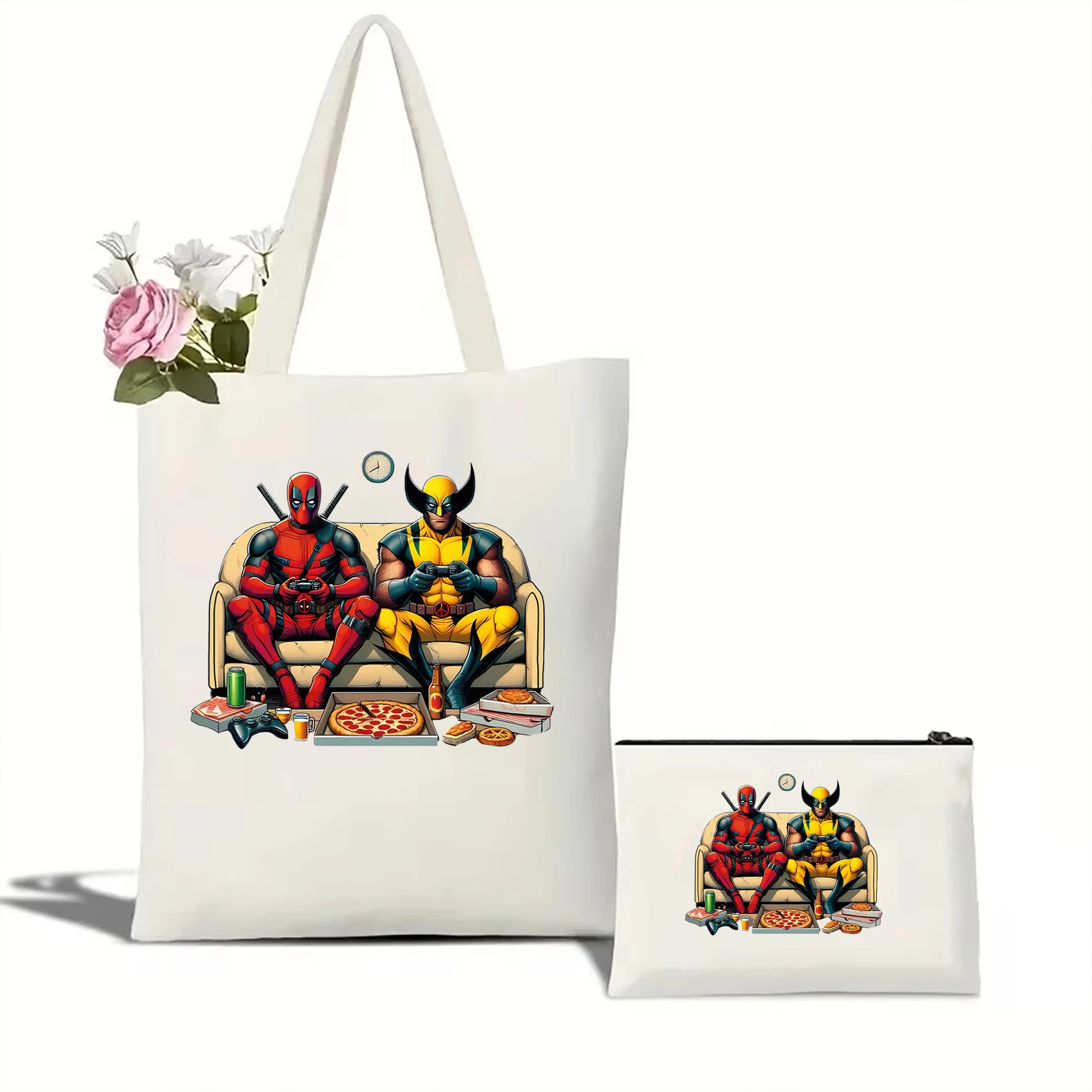 Marvel Deadpool Canvas Bag Disney Superhero tote bag Best Friends tote bag Deadpool and Wolverine fun shoulder bag Marvel Gifts