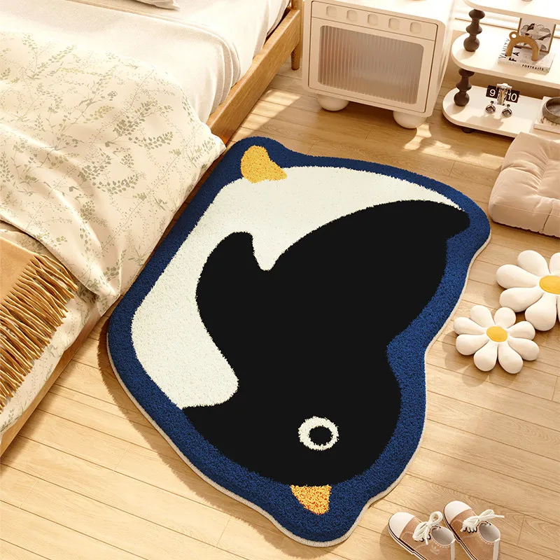 Cartoon Style Carpets for Living Room Cute Penguin Bedroom Decor Carpet Fluffy Soft Irregular Bedside Rug Home Plush Floor Mat