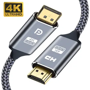 كابل DisplayPort إلى HDMI متوافق، منفذ عرض، فيديو، صوت، كمبيوتر شخصي، HDTV، جهاز عرض، 4K، 30 هرتز، محول DP إلى HD، 3 أقدام ، 6 أقدام ، 10 أقدام أفضل 10 محول فيديو مقاس 8 مم مبيعا - رقم 2