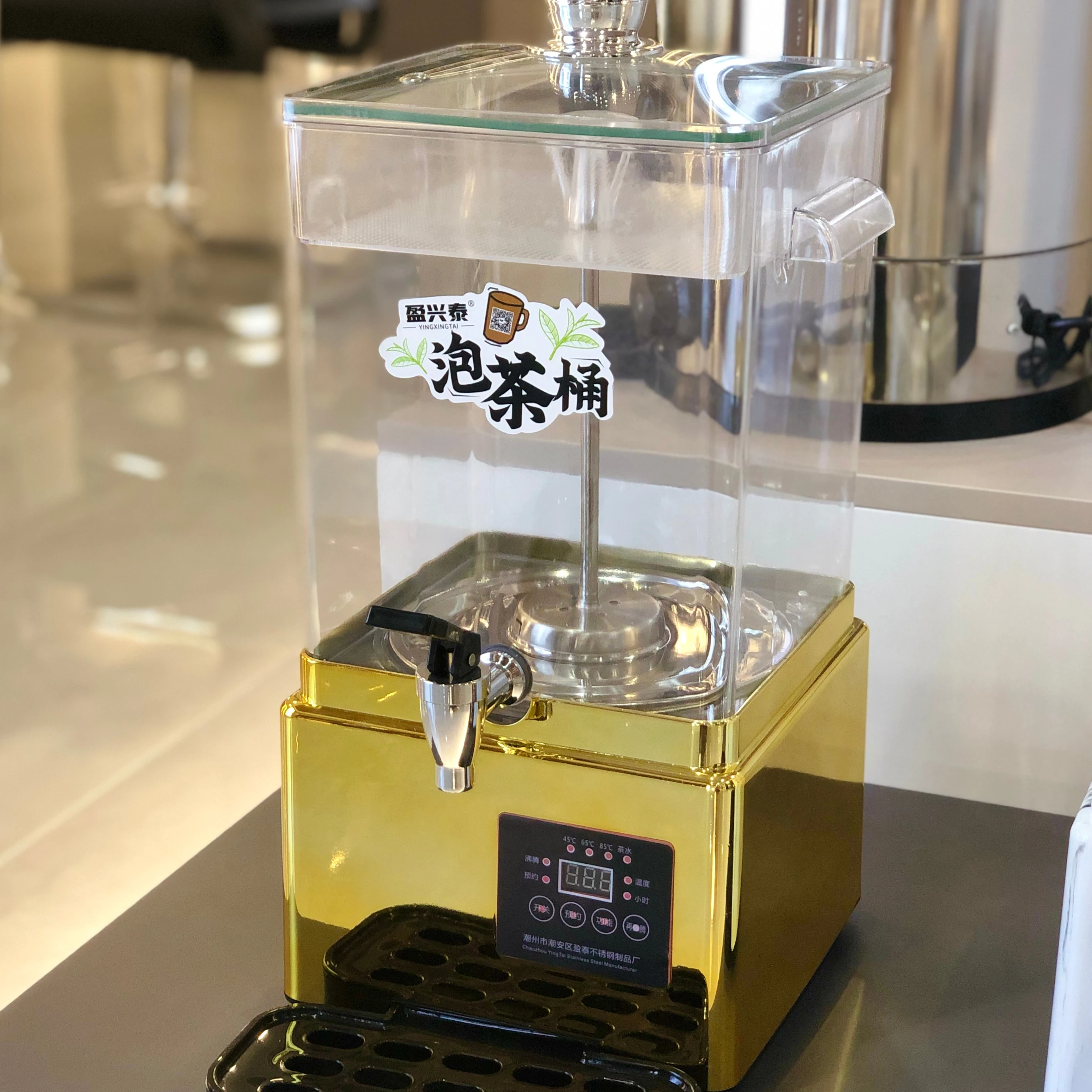 

New Design Marble Sapele Wood 12L PC Electric Tea Boiler Smart Control Restaurant Tea Urn