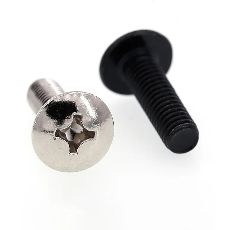 Weiyi M2 M2.5 M3 M4 M5 M6 Nickel Plated/black Zinc Large Flat Round Screw Phillips Umbrella Bolt Carbon Steel