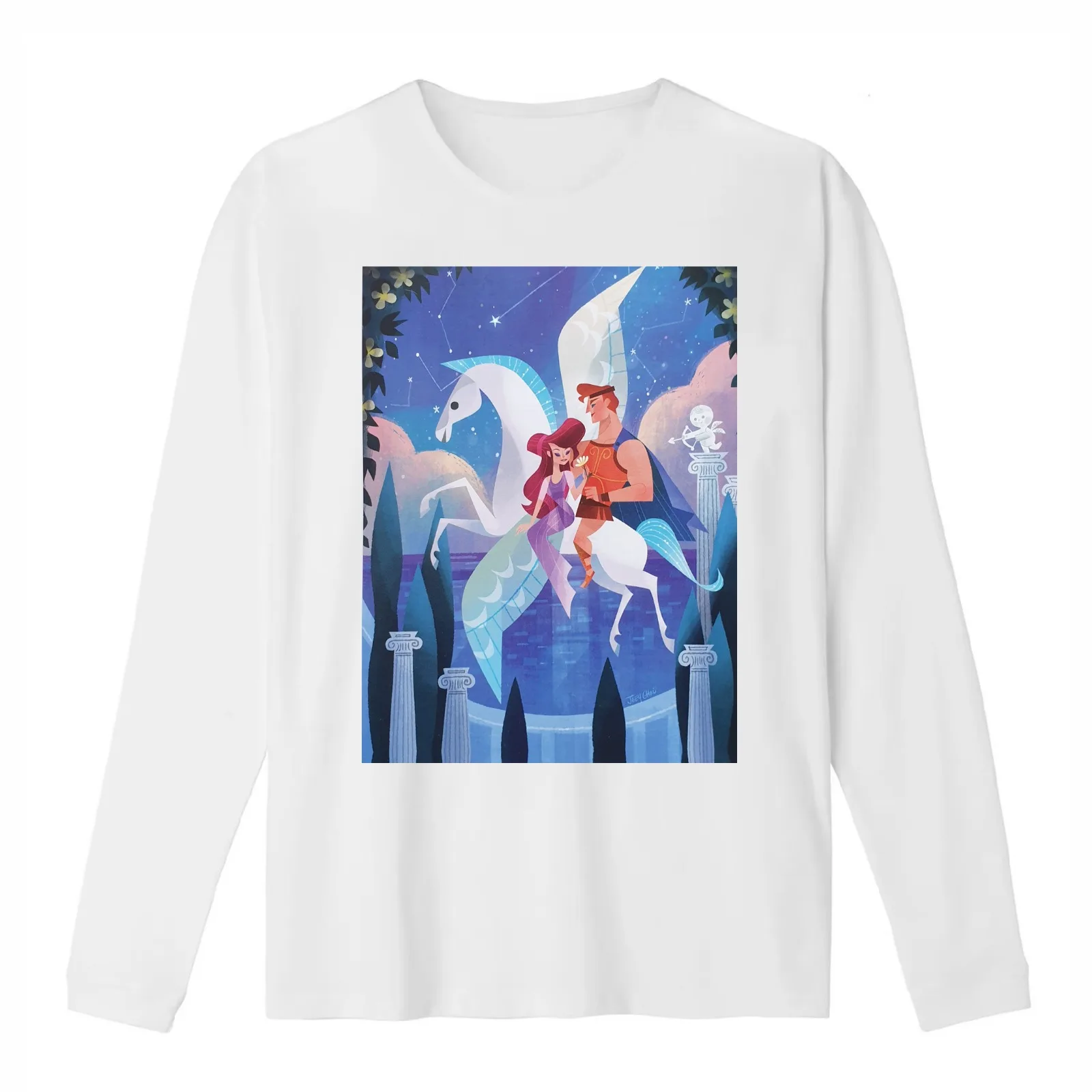 Hercules Meg & Pegasus T-Shirt Summer Casual Cotton Tee Oversized Streetwear Tops Vintage Graphic Print Unisex Men Women