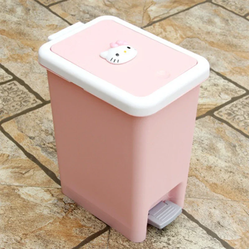 Sanrio Kawaii Hello Kitty Trash Can Anime Cartoon Lovely Fashionable Exquisite Creative Beautiful Kitchen Household Garbage Can