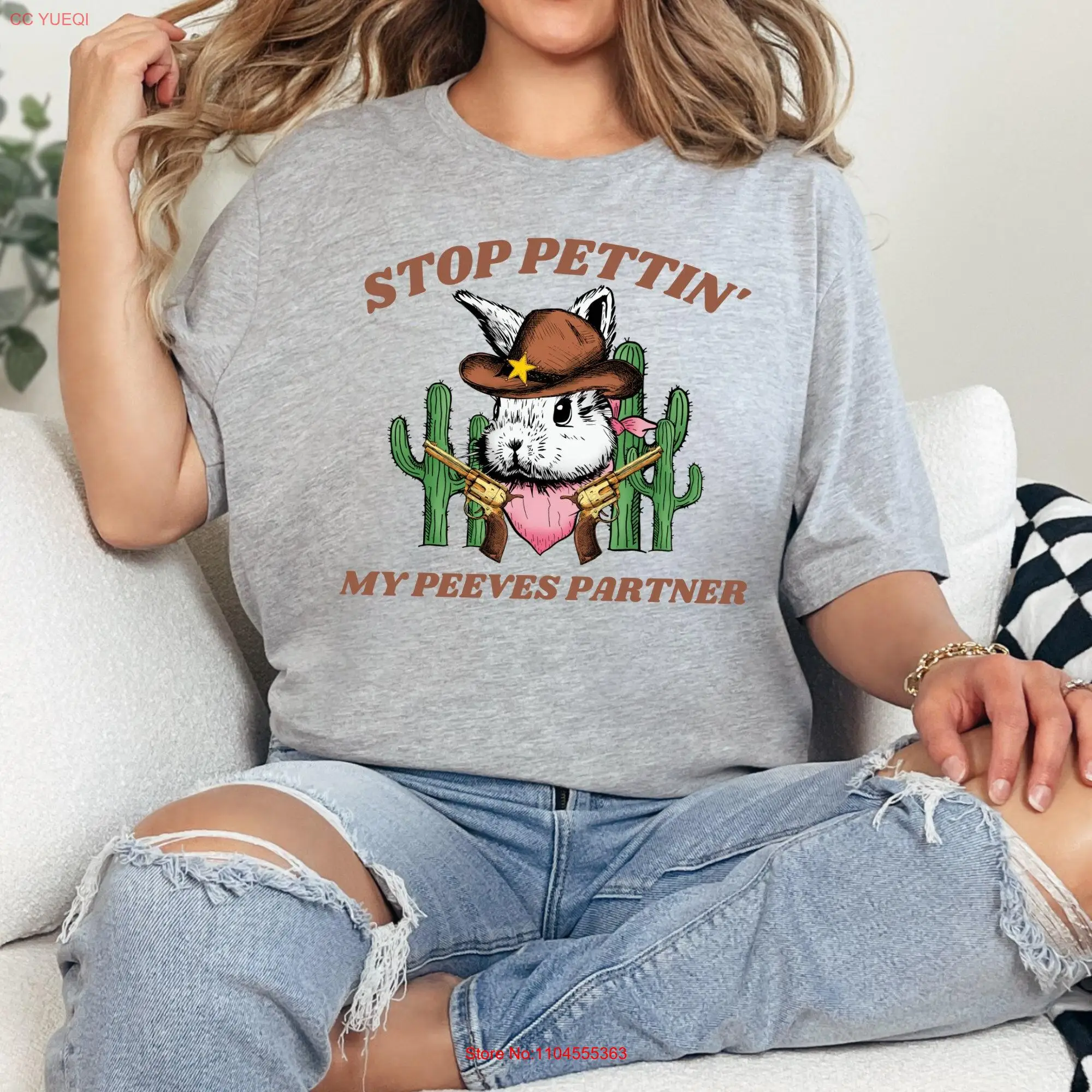 

Stop Petting My Peeves Cowboy Bunny Rabbit Vintage T Shirt Gen Z That Go Hard Ironic Wild WesT Sarcastic