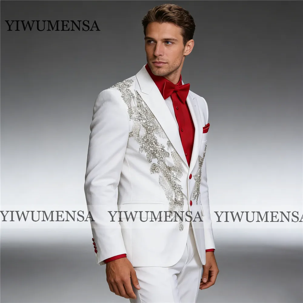Exclusive Men's Suit For Wedding Sparkly Crystals Beading Prom Blazers Customized Formal Wear Man Attire Trajes Para Hombre 2026