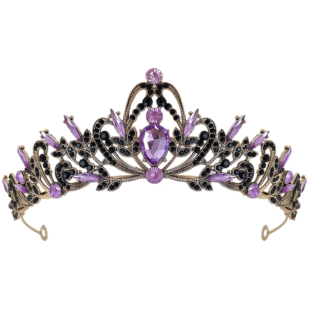 

Headbands Crown Hair Accessory Rhinestones Wedding Tiara Leaf Tiaras for Women Bridal Crowns Purple Bride