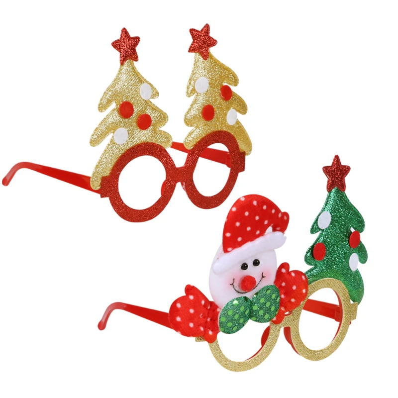 2022 Christmas Decorations Couple Children's Toy Glasses Frame Elk Antlers Old Man Small Tree Glasses Decoration Frame