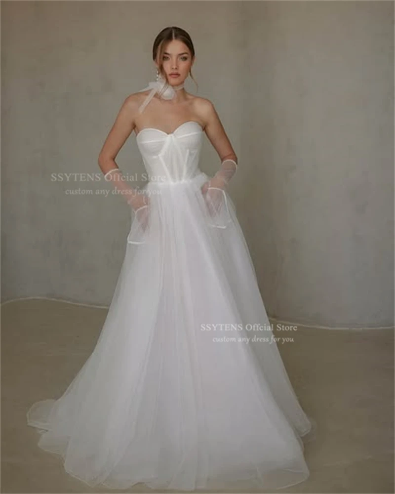 SSYTENS Sweetheart Wedding Dresses 2026 Tulle Vestido Para Boda Civil Elegante Long A Line Lace Up Back Bridal Gowns Customized