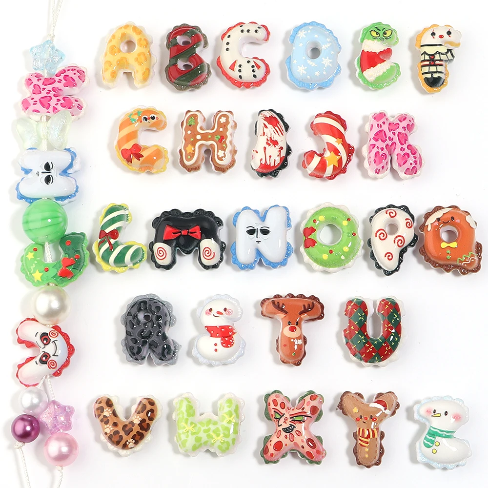 10pcs Colorful Balloon Wavy Edge Alphabet Acrylic Beads Random Mixed Letter Beads For DIY Jewelry Making Necklace Phone Chain