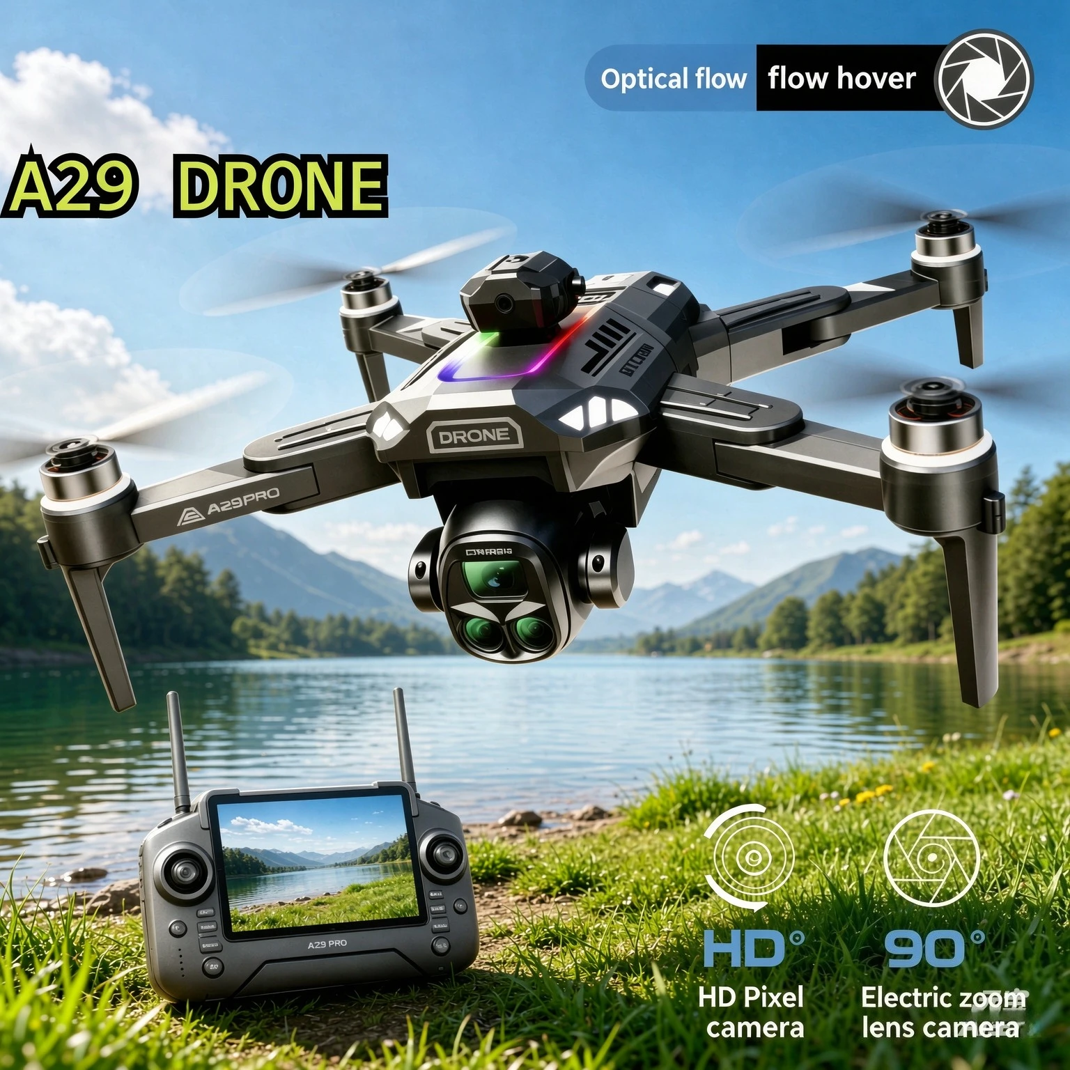 Original A29 PRO Foldable FPV Drone Digital Display Remote Optical Flow Hover One‑Key Takeoff Landing Quadcopter for Beginners