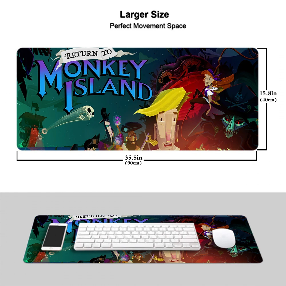 Kawaii Mouse Pad M-Monkey Island Mausepad Gamer Pads Gaming Mat Rubber Keyboard Pc Extended Accessories Cabinet Xxl Mause Mats