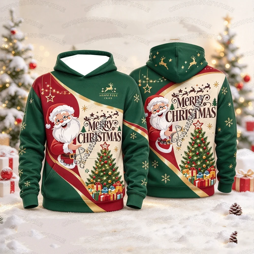 2026 KIDS Funny Santa Hoodie Christmas Season Festive Character Artwork Reindeer Snowflake Men Women Kids Hoodies