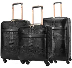 24 inch Men Rolling Spinner Luggage Suitcase 18inch 20inch luggage suitcase leather trolley bags Travel Spinner Suitcase