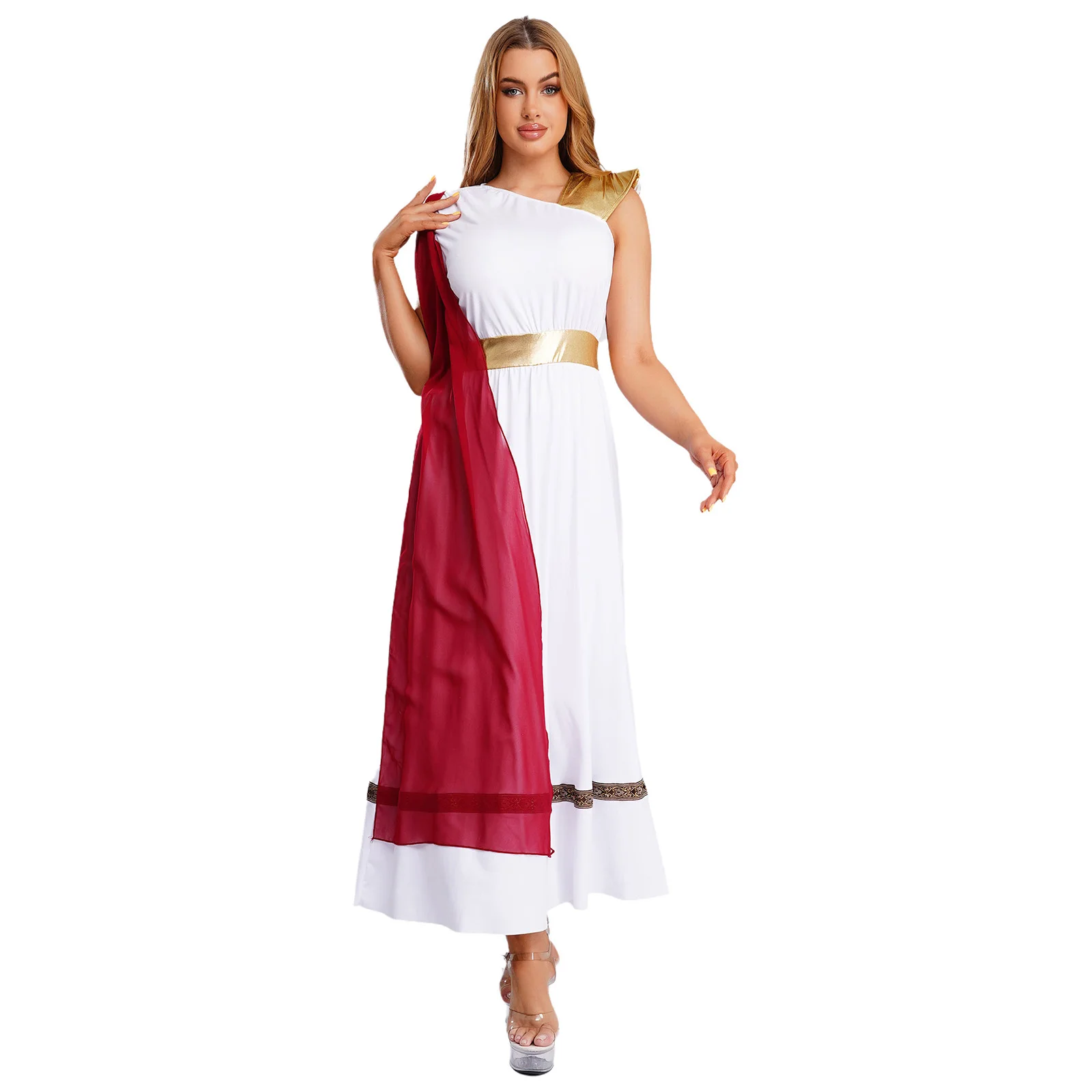 

Женский костюм древнегреческой принцессы для косплея, римская императрица, туника Тоги, платье, золотой костюм римской императрицы Тоги, костюм на Хэллоуин