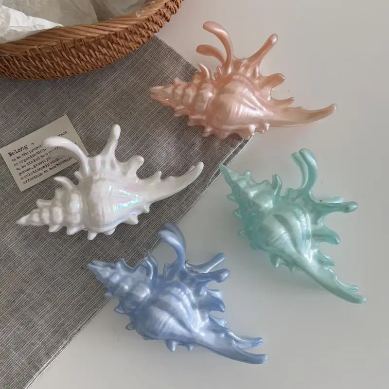 Заколка в виде когтей океанской акулы для женщин, заколка для волос в форме раковины, милые пляжные аксессуары для волос