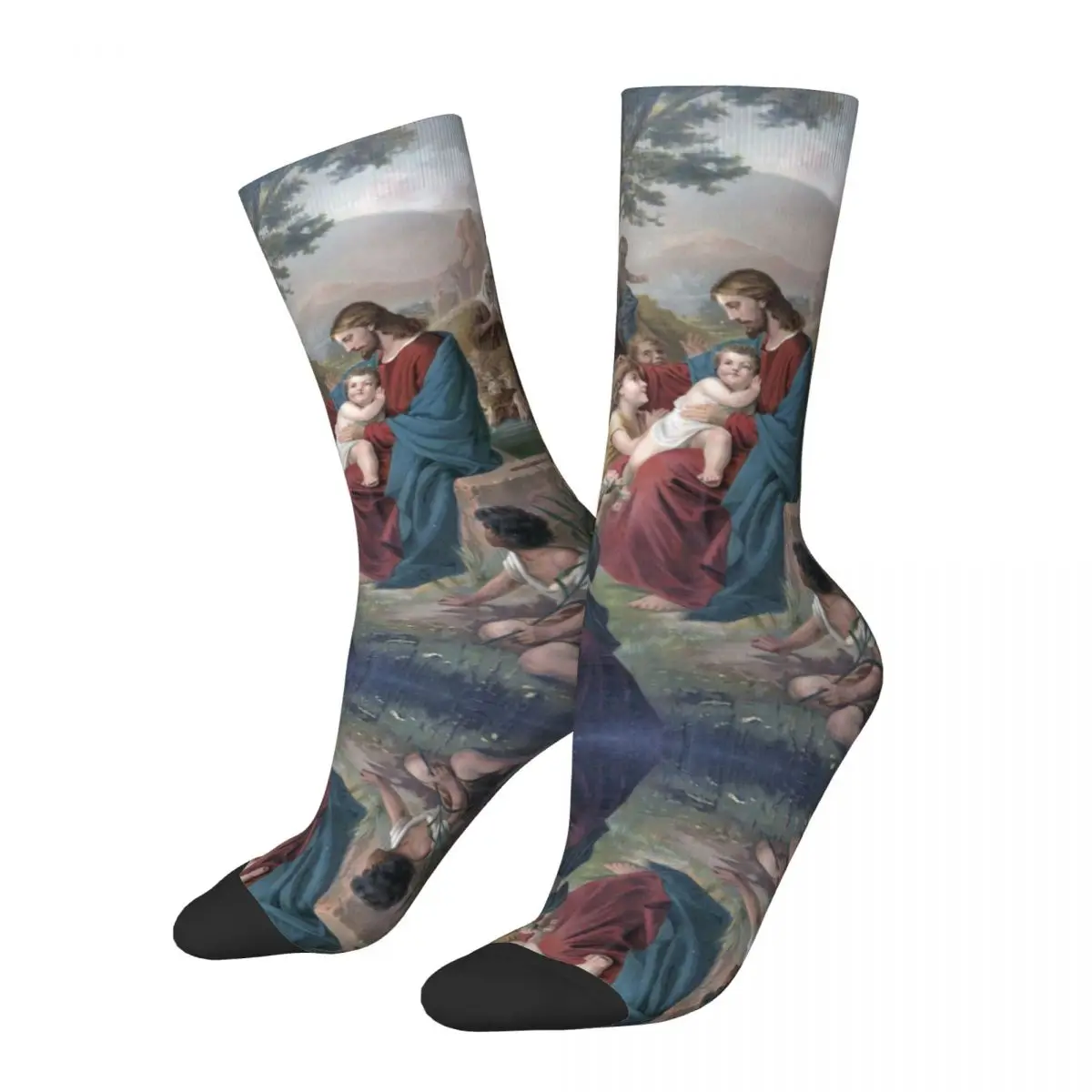 

Hip Hop Retro Little Children Crazy Men's compression Socks Unisex Jesus Street Style Seamless Printed Novelty Happy Crew Sock