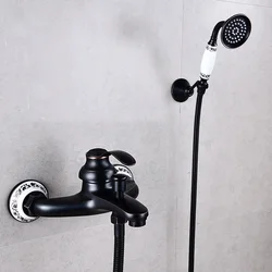 .  Bathroom Bath Tub Wall Mounted Hand Held Antique Brass Shower Head Kit Shower Faucet Sets YT-5340-B