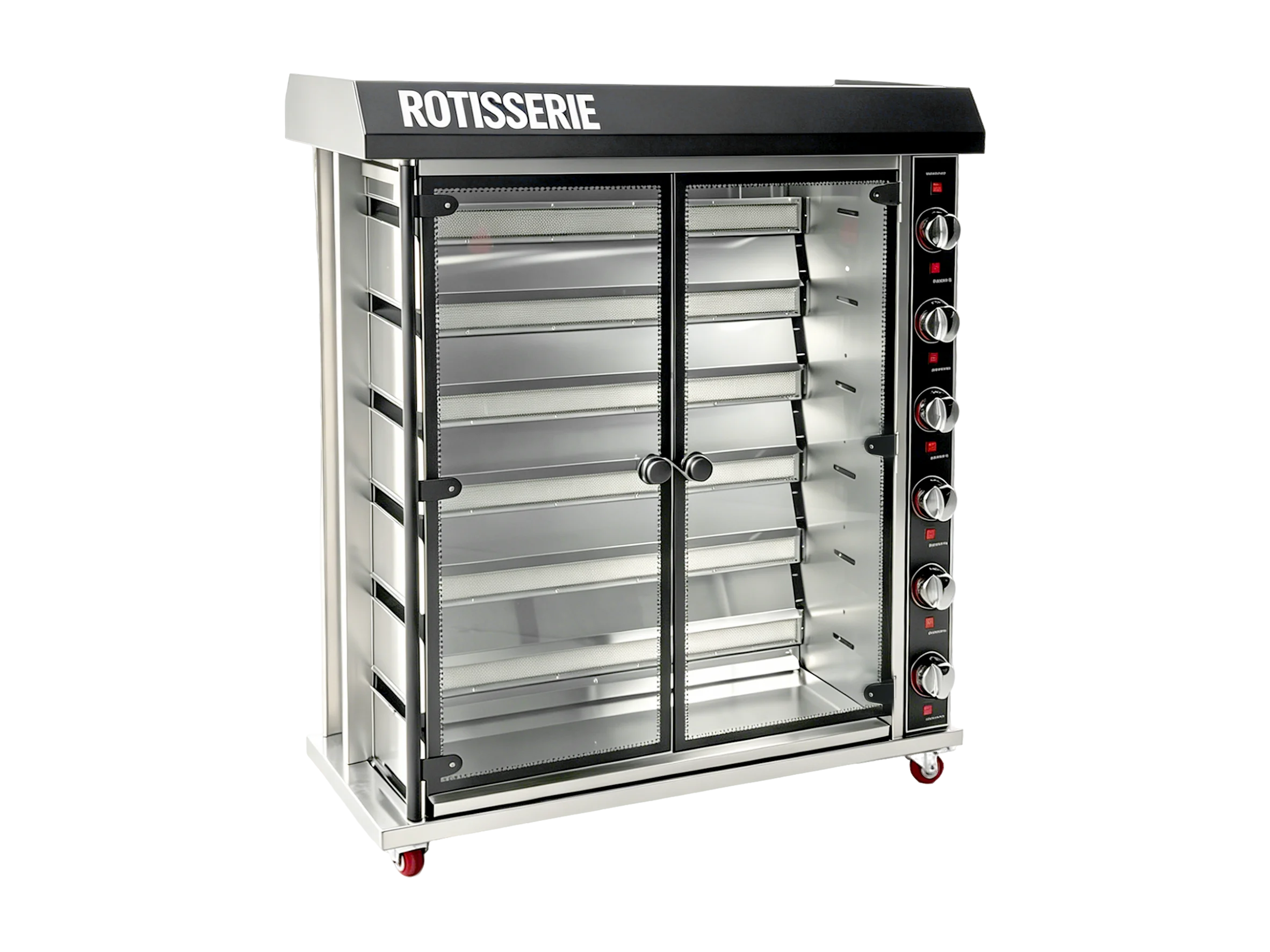 Vertical Electric Rotisserie Oven 6 Rods Stainless Steel Roast Chicken Rotisserie Machine With Independent Temperature Control