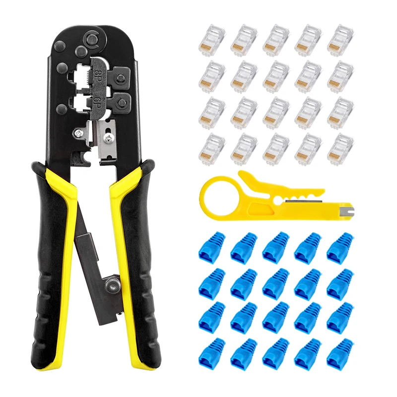 Professional RJ45 Crimping Tool Kit RJ11 RJ12 Network LAN Cable Crimper Stripper Cutter Pliers for Ethernet Cat5 Cat5e Cable