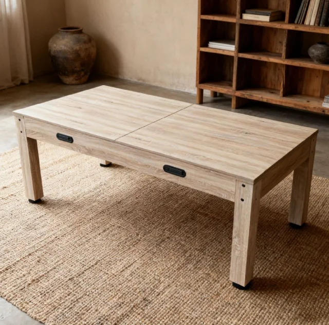 Multi-functional four-in-one indoor table for indoor ice hockey table, table tennis table and conference table.