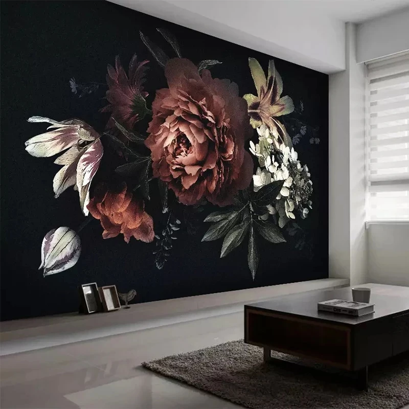 Customized Wallpaper Simple 3D Peony Lily Hand-painted Flower Mural Bedroom Living room sofa TV background wall restaurant Hotel