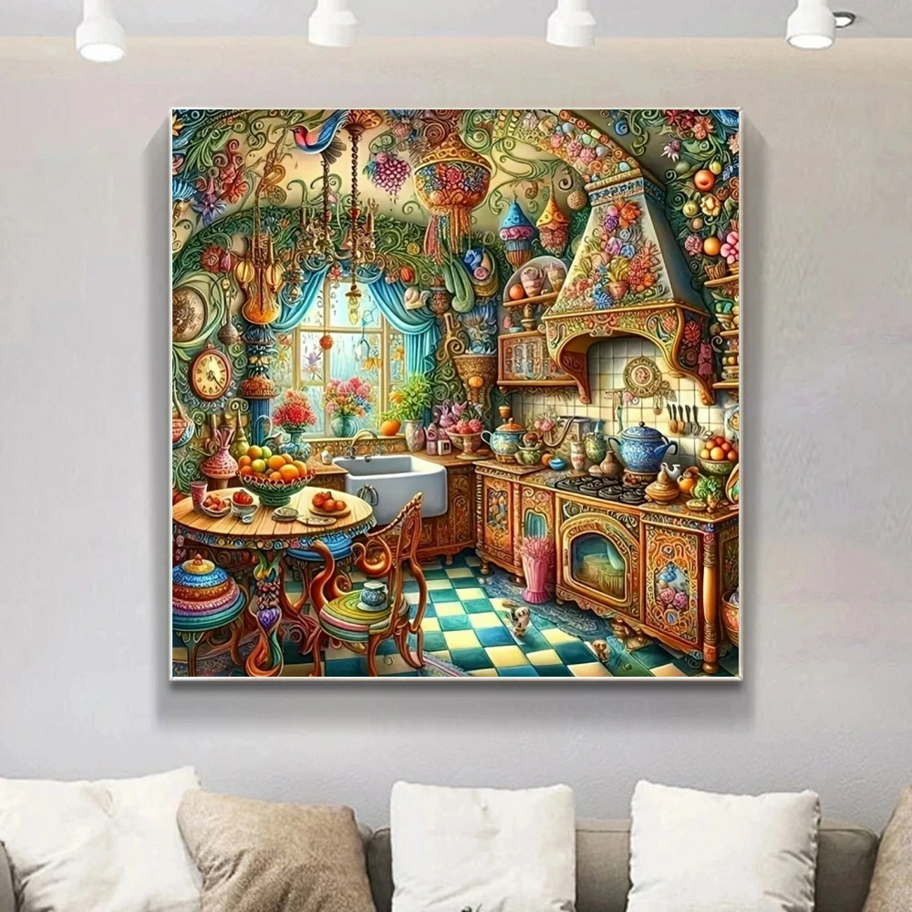 

5D Diamond Painting Kits Embroidery Kitchen Landscape DIY Likes Pictures Rhinestones Round Diamond Mosaic Fruit Wall Art Decor